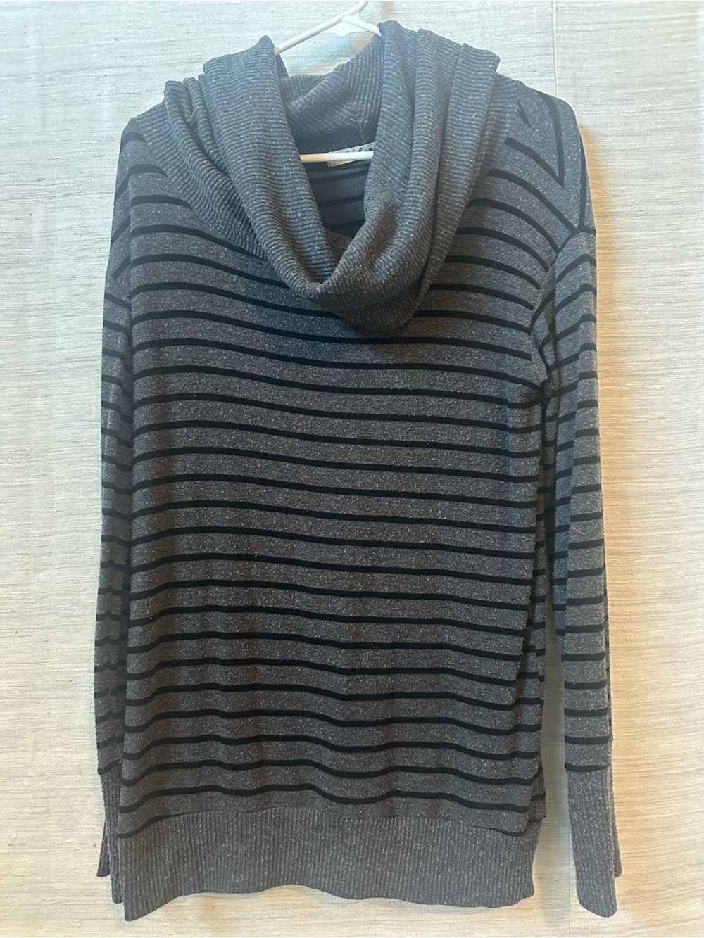Michael Stars Gray and Black Striped Cowl Neck Sweater- Sz S